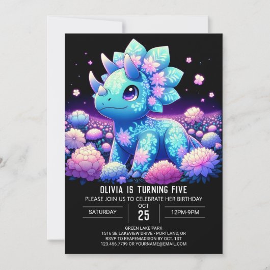 Invitation Boho éditable Dinosaur Digital Anniversaire (Devant)
