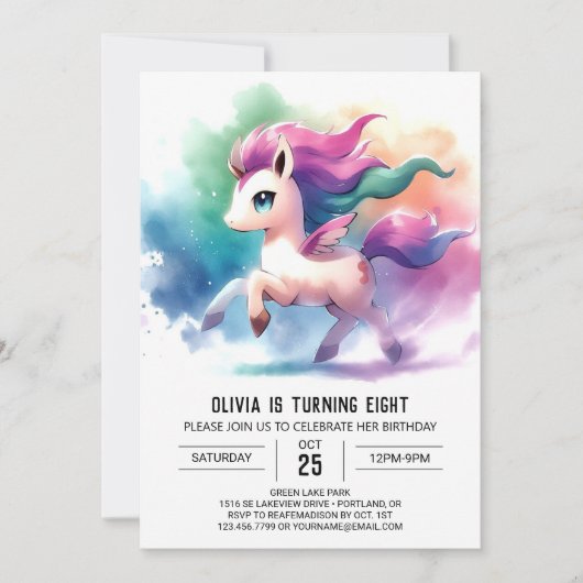 Invitation Boho Editable Horse Anniversaire (Devant)