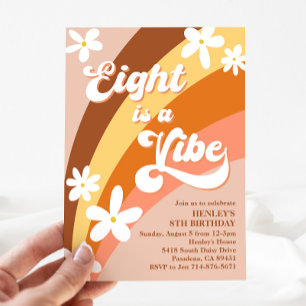 Invitation Boho Eight est Vibe Retro Daisies Rainbow