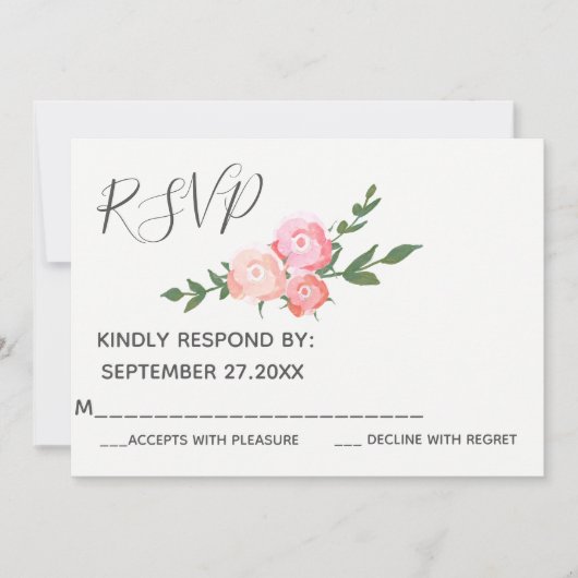 Invitation Boho élégant aquarelle rose mariage RSVP (Devant)