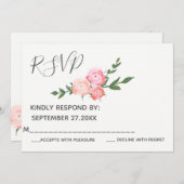 Invitation Boho élégant aquarelle rose mariage RSVP (Devant / Derrière)