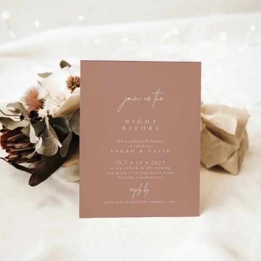 Invitation Boho Elegant Blush Pink Rehearer Dîner