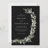 Invitation Boho Elegant Bohemian Watercolor Mariage vert (Devant)