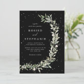 Invitation Boho Elegant Bohemian Watercolor Mariage vert (Debout devant)