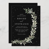 Invitation Boho Elegant Bohemian Watercolor Mariage vert (Devant / Derrière)