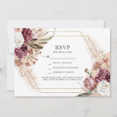 Invitation Boho Elegant Boho Burgundy, Blush & Rose Gold RSVP (Devant)