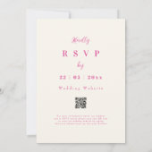 Invitation Boho Élégant Code QR Fleurs des Champs Rose Mariag (Dos)