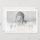 Invitation Boho Elegant Faux Gold Foil Stylish Baptême Photo (Devant)