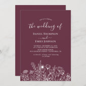 Invitation Boho Elegant Floral Mariage (Devant / Derrière)
