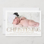 Invitation Boho Elegant Gold Foil Christening Photo Invitatio (Devant)