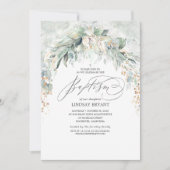 Invitation Boho Elegant Gold Parties scintillant Verdure Bapt (Devant)