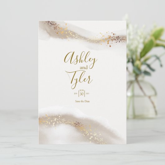 Invitation Boho Elegant Mariage Côtier (Debout devant)