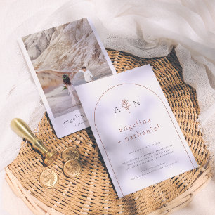 Invitation Boho Élégant Minimaliste Arche Florale Photo Maria
