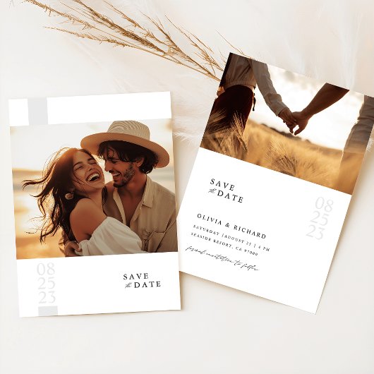 Invitation Boho Elegant Photo Wedding Enregistrer La Date
