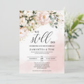 Invitation Boho élégant rose brillant or floral nous sommes e (Debout devant)