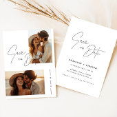 Invitation Boho Elegant Script Photo Wedding Enregistrer La D