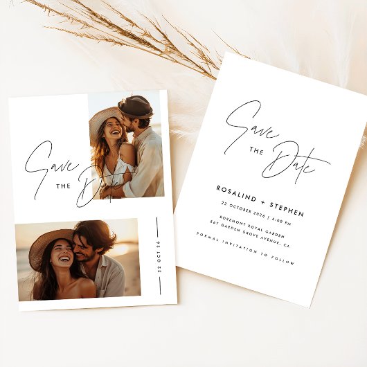 Invitation Boho Elegant Script Photo Wedding Enregistrer La D