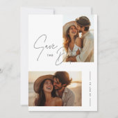 Invitation Boho Elegant Script Photo Wedding Enregistrer La D (Devant)