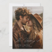 Invitation Boho Elegant Script QR Code Mariage photo (Devant)