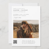 Invitation Boho Elegant Script QR Code Mariage photo (Dos)