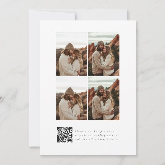 Invitation Boho Elegant Script QR Code Photo Budget Mariage (Dos)