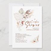 Invitation Boho Elegant Terracotta Floral Couples Douche (Devant)