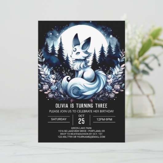 Invitation Boho Elegant Wolf Anniversaire (Debout devant)