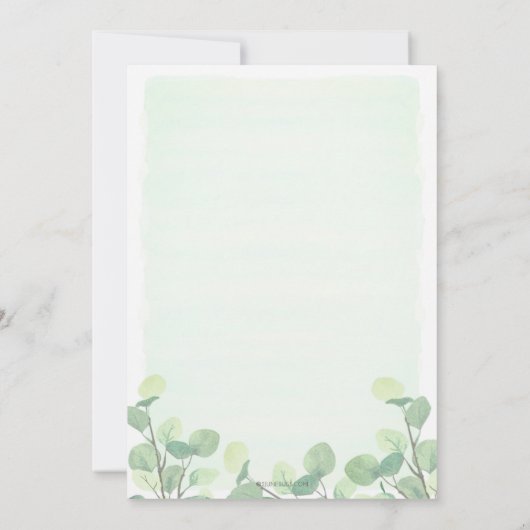 Invitation Boho Elephant Aquarelle Baby shower vert (Dos)