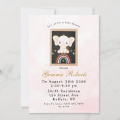 Invitation Boho Elephant assis sur le Baby shower Rainbow Gir (Devant)