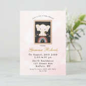Invitation Boho Elephant assis sur le Baby shower Rainbow Gir (Debout devant)