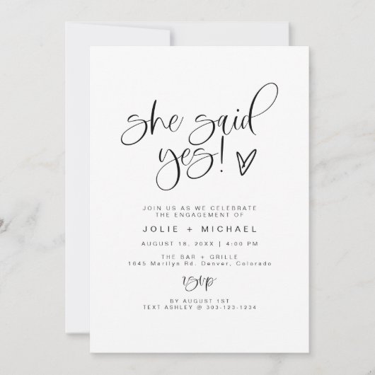 Invitation Boho Elle A Dit Oui Fête De Fiançailles (Devant)
