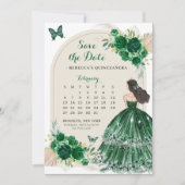 Invitation Boho Emerald Green 15 Años Enregistrer La Date Cal (Devant)