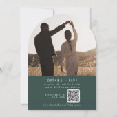 Invitation Boho Emerald Green Photo QR Code Arch Mariage (Dos)