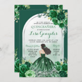 Invitation Boho Emerald Green Quinceanera (Devant / Derrière)