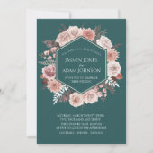 Invitation Boho Emerald Green Rose Floral Mariage (Devant)