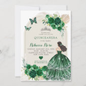 Invitation Boho Emerald Green Roses Princesa Quinceañera (Devant)