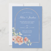 Invitation Boho en arc bleu Dusty (Devant)