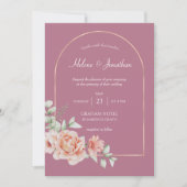 Invitation Boho en arc d'or rose poussiéreux (Devant)