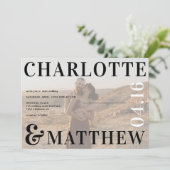 Invitation Boho en gras noms noir blanc photo mariage photo (Debout devant)