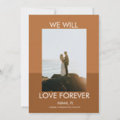 Invitation Boho en terre cuite Brown Script Enregistrer la da (Dos)