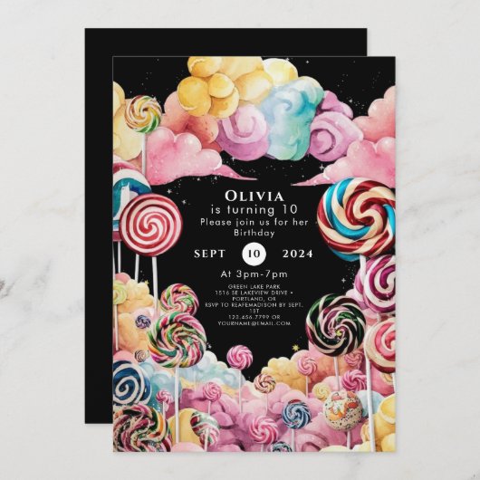 Invitation Boho Enchanted Candyland Anniversaire (Devant / Derrière)