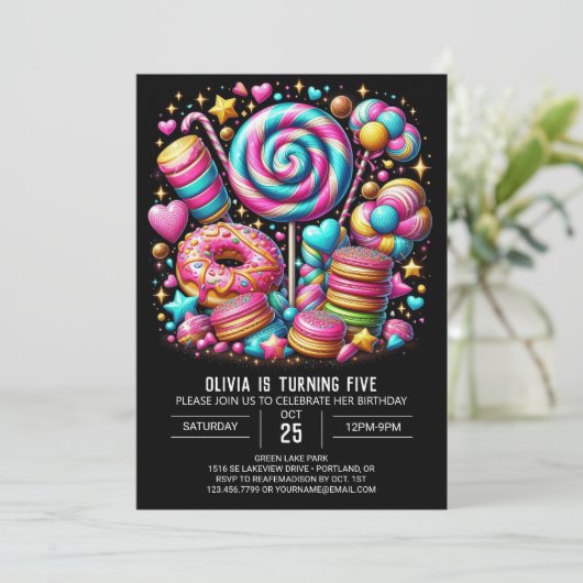 Invitation Boho Enchanted Candyland Digital Anniversaire (Debout devant)