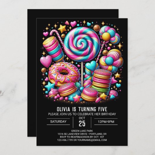 Invitation Boho Enchanted Candyland Digital Anniversaire (Devant / Derrière)