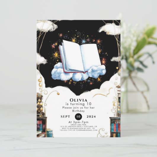 Invitation Boho Enchanted Enfants Histoire Anniversaire (Debout devant)