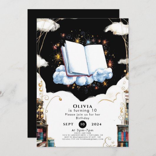 Invitation Boho Enchanted Enfants Histoire Anniversaire (Devant / Derrière)