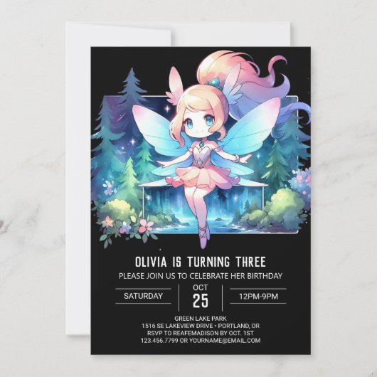 Invitation Boho Enchanted Fairy Anniversaire (Devant)