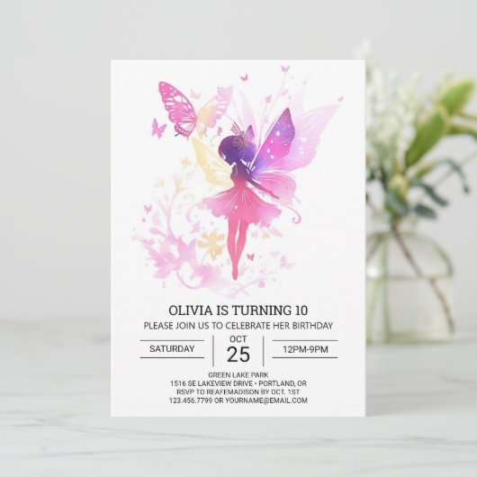 Invitation Boho Enchanted Fée Anniversaire Célébration (Debout devant)
