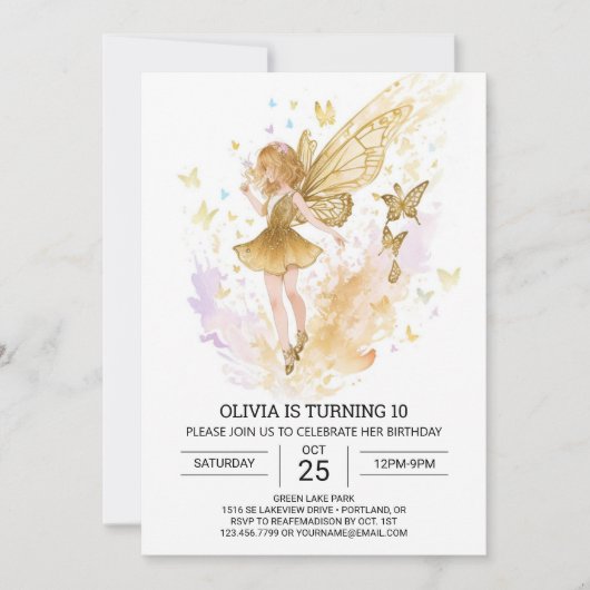 Invitation Boho Enchanted Fée Anniversaire Célébration (Devant)