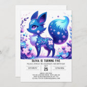 Invitation Boho Enchanted Fox Digital Anniversaire (Devant / Derrière)