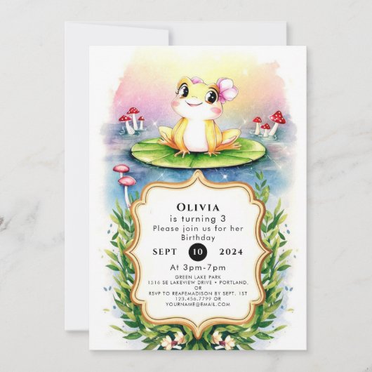 Invitation Boho Enchanted Frog Anniversaire (Devant)